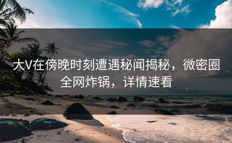 大V在傍晚时刻遭遇秘闻揭秘，微密圈全网炸锅，详情速看