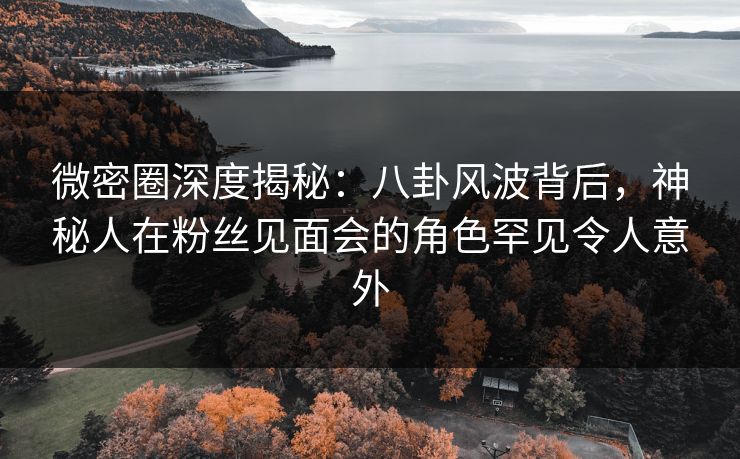 微密圈深度揭秘：八卦风波背后，神秘人在粉丝见面会的角色罕见令人意外