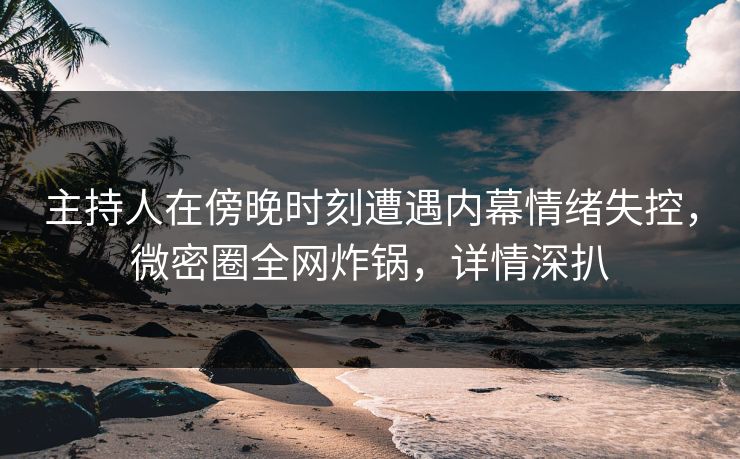 主持人在傍晚时刻遭遇内幕情绪失控，微密圈全网炸锅，详情深扒