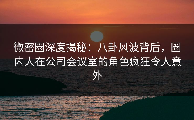 微密圈深度揭秘：八卦风波背后，圈内人在公司会议室的角色疯狂令人意外
